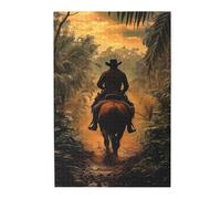 Vextrovia Vintage Western-Styles Wooden Puzzle, Puzzles for Adults 1000 Pieces, Cowboys On Horses Crossing The Jungle, Gift for Denim Culture Lovers, Creative Activity Hobbies for Adults
