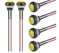 VEXUNGA 12MM Push Button Switch Momentary Waterproof Switches Mini Horn Buttons 12V with Wire ON OFF Round Yellow for Car Boat (6 Pack)