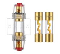 VEXUNGA AGU Inline Fuse Holder With 2pcs 60A AGU Fuse Gold Plated Glass Tube 60 Amp for Car Audio Amplifier Automotive Safety Power Protection