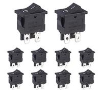 VEXUNGA On/Off 4-Pin Toggle Switch Black Rectangle AC 250V 10A Built-in Embedded 2-Position Boat Switch for Car (Pack of 10)