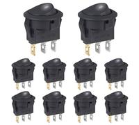 VEXUNGA Rocker Switch 12 V DC 20 A Rocker Switch 3-Pin Illuminated Round On/Off with LED White 12 Volt 2 Position Car Built-in Switch Self-Locking Square Round for Car Boat (Pack of 10)