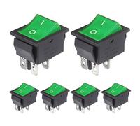 VEXUNGA Rocker Switch AC 16 A 250 V 20 A 125 V On/Off Toggle Switch 4 Pin Green Illuminated Switch 4 Pins Built-in Switch Switch Boat Switches (Pack of 6)