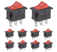 VEXUNGA Rocker Switch AC 6A 250V 10A 125V 3Pin ON OFF Mini Boat Toggle Switches Electronics Button for Car Auto Household Red (10 Pieces)