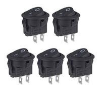VEXUNGA Rocker Switch Rocker Switch 2-Pin Round Switch 6A 250V AC 10A 125V 2 Terminals 2 Position On/Off Black Built-in Switch Self-Locking Square Round for Car Boat (Pack of 5)
