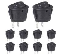 VEXUNGA Rocker Switch Round 2-Pin Rocker Switch 6A 250V 10A 125V On/Off Black Mini Car Switch Round Built-in Switch Lockable with Self-Locking for Car Boat Household Appliances (Pack of 10)