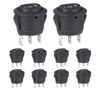 VEXUNGA Rocker Switch Round Black 3-Pin Rocker Switch 250V 6A 125V 10A 3 Position On/Off/On Round Switch Lockable with Self-Locking Mini Built-in Switch for Car Boat Household Appliances (Pack of 10)