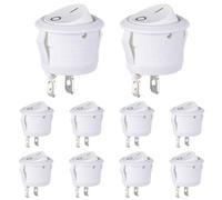 VEXUNGA Rocker Switch Round Mini Switch 2-Pin Rocker Switch 6A 250V 10A 125V On/Off Round Car Built-in Switch Lockable with Self-Locking White (Pack of 10)