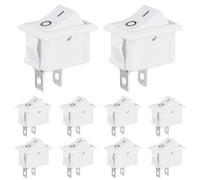 VEXUNGA Toggle Switch 2-Pin White On Off Rocker Switch 6A 250VAC 10A 125VAC Rectangle Switch Built-in Switch Embedded 2 Position 2Pin Boot Switch (Pack of 10)