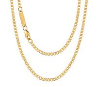 VEXXS Box Chain Necklace, 18K Real Gold Plated Venice Box Chain, Durable No Color Fading Gold Chain 2mm Rolo Chain Necklace Chain for Men Women