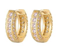 VEXXS Diamond Hoop Earrings for Men, 14K Gold Plated Iced Out Dangle Hoops Earrings Micro Pave 5A CZ Stones Dangle Earrings, Hypoallergenic Earrings for Men women