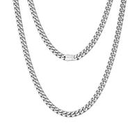 VEXXS Men's Gold Chain 5/7mm, 18K Real Gold Plated Stainless Steel Cuban Link Chain, Men’s Necklace Chain Flat Cut Curb Chain Men’s Jewelry Gift09