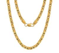 VEXXS Royal Byzantine Chain, 18K Real Gold Plated Gold Chain, Durable No Color Fading 4mm 6mm Men’s Necklace Chain Street Wear Hip Pop Necklace Chain Urban Fashion Jewelry (6mm-18K Gold, 18.00)