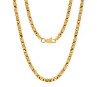 VEXXS Royal Byzantine Gold Chain, 18K Real Gold Plated, Men’s Curb Chain Necklace, Durable No Color Fading 4mm & 6mm, Street Wear Hip Pop Urban Fashion Jewelry