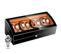 VEXYTRRON Automatic Watch Winder Box with 8 Winding Spaces and 9 Storage Compartments, Safety Locking Mechanism, Piano Paint Above with Blue Light, Quiet Rotation Device Case