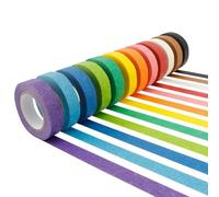 veyaltedl Coloured Masking Tape,12PCS Multi-colored Masking Tape Adhesive Tape Pressure Sensitive,Craft Tape Painting Adhesive for DIY Scrapbooking Crafts,Teacher Textured for Classroom Decorations
