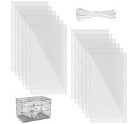 Veyera 12 PCS Pet Cage Liner Protection - Clear Rabbit Cage Plastic Edge Guard, with 100PCS Ties, Pet Cages Urine Guards for Guinea Pig, Hamster, Hedgehog, Chinchilla, Ferret, Bunny (Transparent)