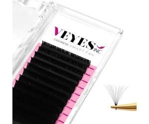 VEYES INC Cashmere Easy Fan Lashes Lash Extensions 0.03-0.07 C/CC/D Curl Mixed & Single Length Self Fanning Lashes Automatic Blooming for Professional Matte Black (0.03 D 13mm)