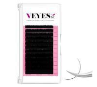 VEYES INC Classic Individual Lash Extensions 0.03-0.20 C/CC/D Curl 8-20mm Mixed & Single Length Trays, Matte Black, Professional Supplies for Lash Techs (0.05 D 15mm)