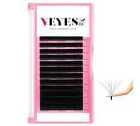 VEYES INC Easy Fan Lashes 0.03 0.05 0.07 C/CC/D Curl 8-20mm Mixed & Single Length Volume Eyelash Extensions Tray, Matte Black, Professional for Lash Techs (0.07 CC 8-16mm)