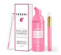 VEYES INC Lash Shampoo for Lashes Extensions & Natural Lashes.Eyelashes Cleanser + Cleaning Brush + Eyelash Brush,Oil & Sulfate Free. Salon & Home Care