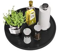 VeyFey Lazy Susan Organizer, 13.2 Inch Non-Skid Bamboo Lazy Susan for Kitchen Table cabinets Closets and Kitchen Islands, Wood Turntable for Kitchen Countertop Organizer Black