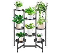 VeyFolzin.st Plant Stand, Metal Flower Pot Stand, Flower Pot Holder, Indoor and Outdoor Plant Holder for Patio Garden Balcony Living Room (8 Layer Black)