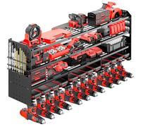 VeyFolzin.st Power Tool Organizer Wall Mount, Metal Power Tools Storage Rack with Screwdriver Holder, Garage Tool Storage Shelves with Screwdriver Plier Holder (Black, 12 Drill)