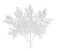 VEYLIN 10 Pcs Artificial Christmas Leaves Picks, White Glitter Leaves for Xmas Tree Wreath Festival Decoration
