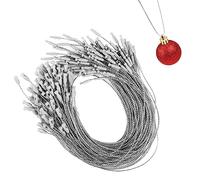 VEYLIN 100 Pcs 20cm Christmas Ornament Hanger String, Rope Ornament Snap Lock String for Xmas Ornament Hanging Decorations (Silver)