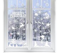 VEYLIN 104 Static Snow Flakes Stickers Merry Christmas Snowflakes Window Clings for Xmas Window Display - Static PVC Stickers