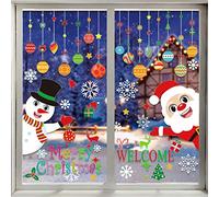 VEYLIN 118 Pieces Christmas Window Clings with Xmas Snowflakes Decals Removable PVC Staic Stickers for Christmas Window Display(8 Sheets)