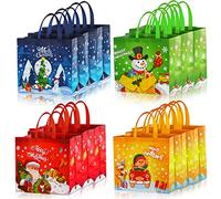 VEYLIN 12 Large Christmas Bags with Handles Reusable Non-woven Xmas Bag for Christmas Holiday Party Supplies, 15.7 x 5.9 x 14.1Inch