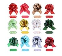 VEYLIN 12 Pieces Christmas Pull Bows Large Ribbon for Gift Wrapping Decoration