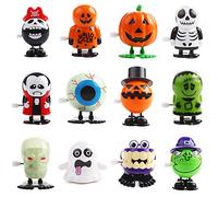 VEYLIN 12 Pieces Halloween Party Toys Set Halloween Wind-up Toys for Kids Novelty Pumpkin Skull Ghost Spring Toys