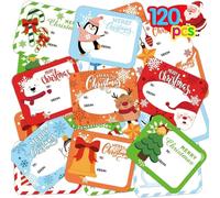 VEYLIN 120 Pieces Christmas Sticky Labels Adhesive Name Tag Sticker for Xmas Gift Wrapping Decoration