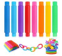 VEYLIN 16 Pcs Pop Tubes Sensory Fidget Toys for Toddlers (16 Mini)