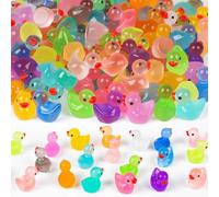 VEYLIN 160PCS Glow in the Dark Mini Ducks, 16 Colors Resin Ducks Figures Tiny Ducks Miniature Ducks Little Ducks Small Ducks Mini Light Up Ducks Tiny Plastic Ducks for Fairy Aquarium, Dollhouse