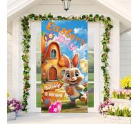 VEYLIN 1PCS Easter Bunny Curtain Easter Window Curtain Easter Window Wall Door Cover for Easter Party Spring Decorations