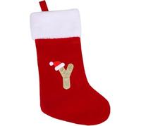 VEYLIN 20 Inch Christmas Stockings Large Embroidered Stockings Plush Embroidered Stockings Christmas Stockings with Letters(Y), Embroidered Stockings Christmas Stockings for Kids/Adult Red Letter