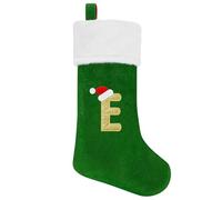 VEYLIN 20 Inch Green Christmas Stockings, Christmas Stocking with Initials Letter Stockings Christmas Personalised Christmas Stockings Christmas Stockings for Kids/Adult Alphabet E