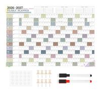 VEYLIN 2026-2027 Academic Wall Planner, A1 Large 2026 Wall Planners 95 x 65 cm, 13-Month Calendar with Pins and Markers, Unmounted