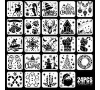 VEYLIN 24 Christmas Stencils Reusable Snow Stencils Template for Window Glasses Scrapbook Winter Decorations