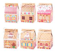 VEYLIN 24 Pcs Candy House Style Christmas Kraft Paper Gift Box Candy Chocolate Biscui