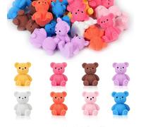 VEYLIN 24Pcs Mini Resin Bears, 8 Colors Small Teddy Bear Figurine Bulk Tiny Animals to Hide Fairy Garden DIY Craft Accessories Desktop Decor