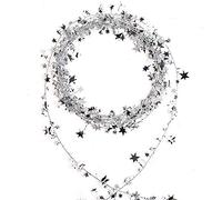VEYLIN 25ft Star Shaped Tinsel Wire Garland for Christmas Trees Decoration (Silver)