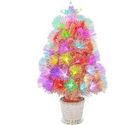 VEYLIN 2ft Fiber Optic Christmas Tree Small Xmas tree for Home Office Decoration (Pink)