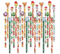 VEYLIN 32 Christmas Pencils Bulk for Kids Wood Pencils with Christmas Erasers for Winter Holiday Gifts School Party Favors Supplies
