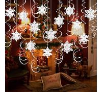 VEYLIN 3D Hanging Christmas Snowflake Decorations,3D Paper Snowflake Hanging Garland with String for Christmas Party Decoration