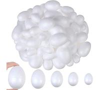 VEYLIN 50 Pieces 5 Sizes White Foam Eggs Foam Balls for Easter Crafts and Displays, Decoration, Staining or Painting
