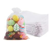 VEYLIN 50 Pieces Large White Organza Gift Bags for Wedding Birthday Party Supplies (20 x 30cm)